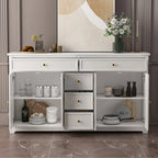 59,1' Sideboard-Buffet in Weiß, Mid-Century-Modern, zeitgemäß lackiert