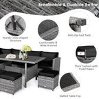 Costway 7-delige eethoek voor de patio van rotan, modulaire bank, fauteuil en voetenbank - Bekijk de details