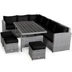 Costway 7-delige eethoek voor de patio van rotan, modulaire bank, fauteuil en voetenbank - Bekijk de details