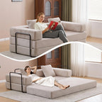 Convertible Floor Sofa Bed with Pillow Back Chenille Fabric for Living Room Bedroom