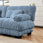 L Shaped Loveseat Sofa Chenille Sectional Couch with Lumbar Pillows