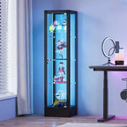 Bekrvio glazen vitrinekast met 4 etages en slot, vitrinekast 63 met deur van gehard glas en verstelbare planken