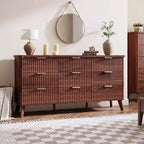 Dressoir met 9 laden en geribbelde voorkant, moderne ladekast, houten dressoir/TV-meubel met gebogen profiel, voor woonkamer of hal