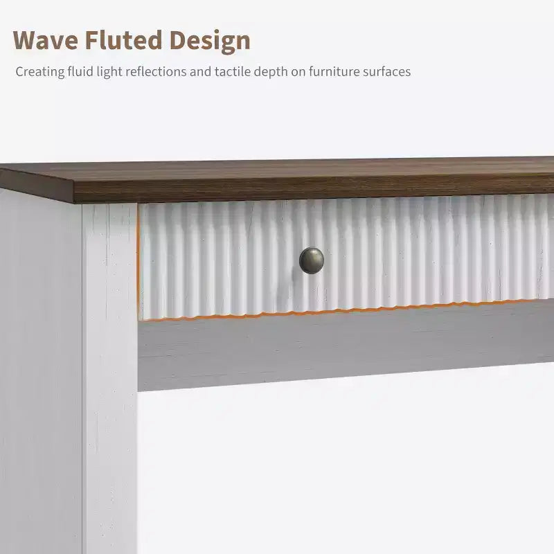 Scrivania da ufficio domestico Fluted con spazio contenitore, scrivania direzionale moderna da 54 pollici con stazione di ricarica, scrivania in legno per computer e scrittura con cassetti portadocumenti per lo studio
