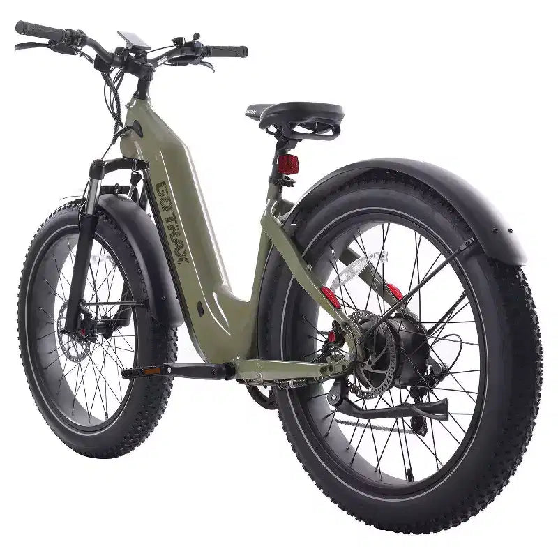 GOTRAX elektrische hybridefiets met dikke banden voor volwassenen, 26 inch, lage instap - Groen