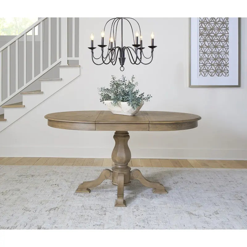 Tavolo da pranzo rotondo Magnolia Manor con base centrale e allunghe - 2 finiture