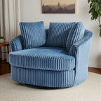 Extra grote 43 W pluche corduroy draaifauteuil met verzonken armleuningen en kuipvorm