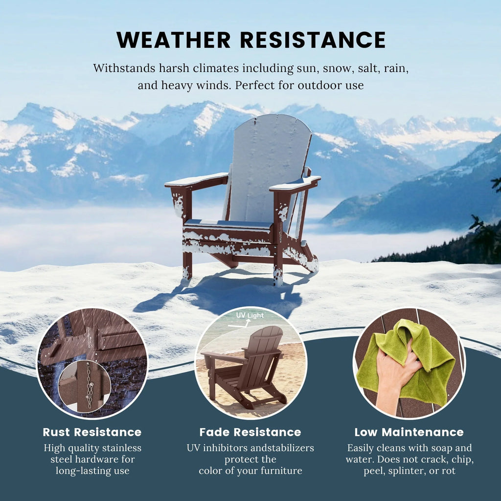 Polytrends Laguna Adirondack stolica za vanjsku terasu, otporna na izbljeđivanje i sve vremenske uvjete, sklopiva