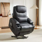 Bestier 34.6'' Electric Power Lift Asist Recliner Chair with Massage and Heat, Fax Leather Reclining Chair with Side Pockets & Cup Holders