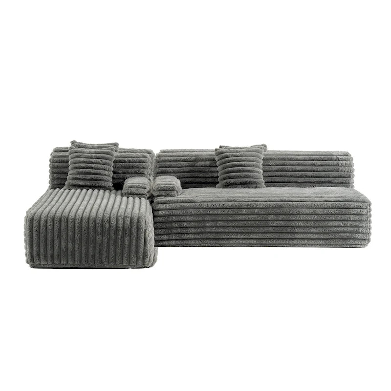 Modularna kutna sofa Cloud, moderna tapecirana sofa s 2 ukrasna jastuka, slobodno kombinirajuća modularna sofa u obliku slova L
