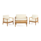 Willowbrook Outdoor Acacia Wood 4 Seater Chat Set by Christopher Knight Home