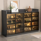 Led-lit Shoe Cabinet with Adjustable Shelves Transparent Doors