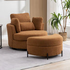 42.3W Upholstered Swivel Accent Chair with 4 Pillows and Half-Moon Storage Ottoman