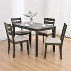 Houten eetkamerstoelen met lattenrug, set van 4