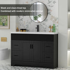 Wavy Line 30/36/48 Bathroom Vanity Set with Sink & Faucet