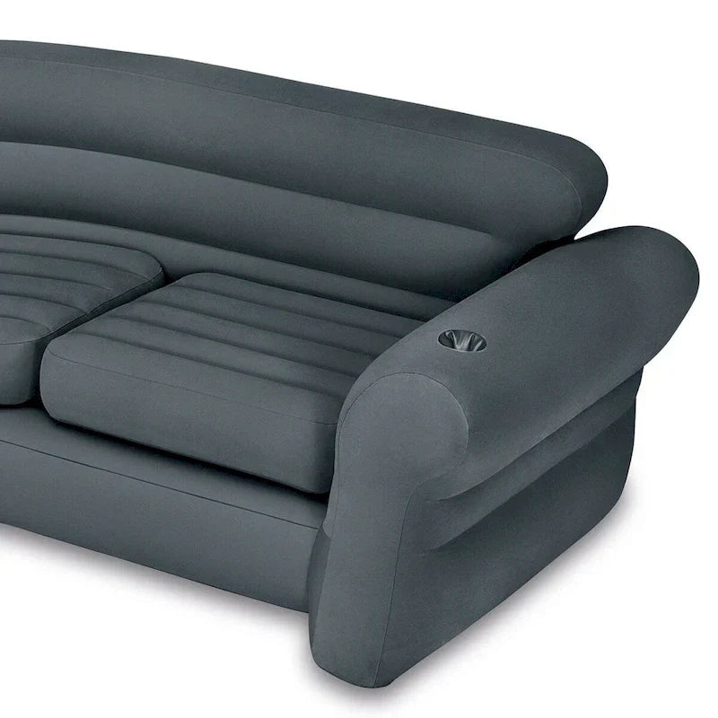 Divano angolare gonfiabile Intex a forma di L con portabicchieri, grigio (confezione da 2) - 26