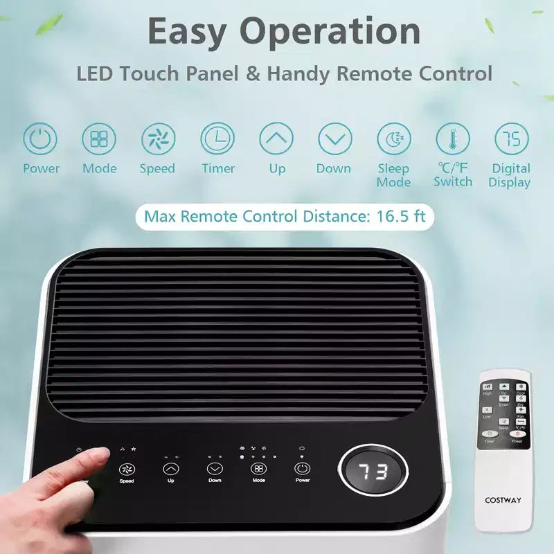 Costway draagbare airconditioner van 8000 BTU, 3-in-1-luchtkoeler met ventilator, ontvochtigings- en slaapmodus