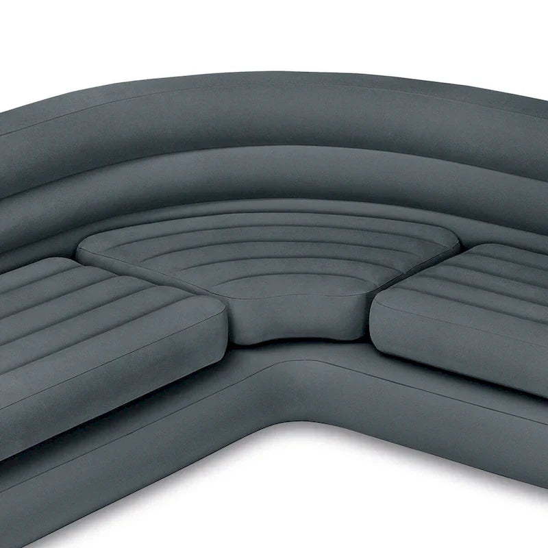 Divano angolare gonfiabile Intex a forma di L con portabicchieri, grigio (confezione da 2) - 26