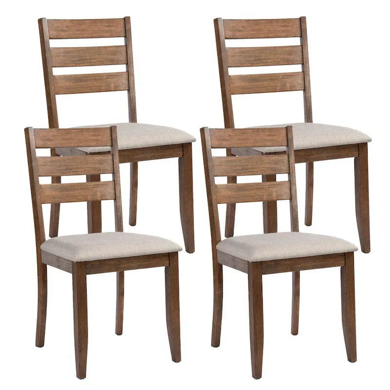 Houten eetkamerstoelen met lattenrug, set van 4