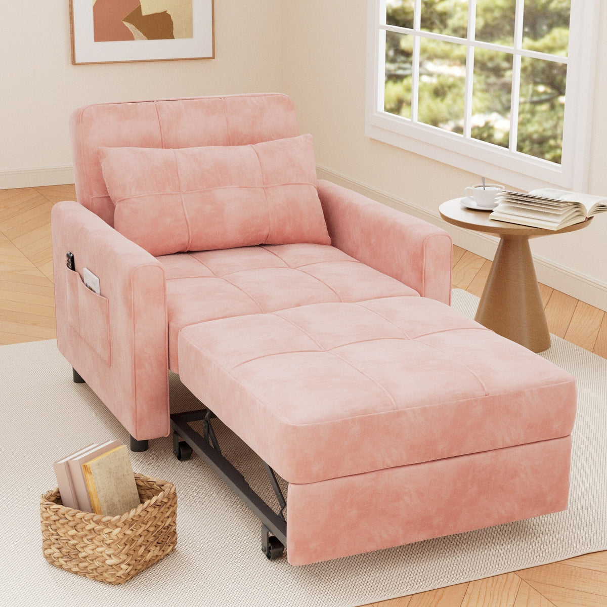 3-in-1-Schlafsofa mit verstellbarer Rückenlehne, ausziehbarer Sessel, umwandelbares Klappbett fürs Wohnzimmer