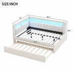 Gestoffeerd platformbed met USB-poorten en ledverlichting - bedframe voor tweepersoonsbed/twin-size met 2 opberglades - moderne slaapkamer