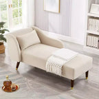 Moderne fluwelen chaise longue, gestoffeerde chaise longue met gebogen armleuning, slaapbank voor slaapkamer, kantoor of woonkamer