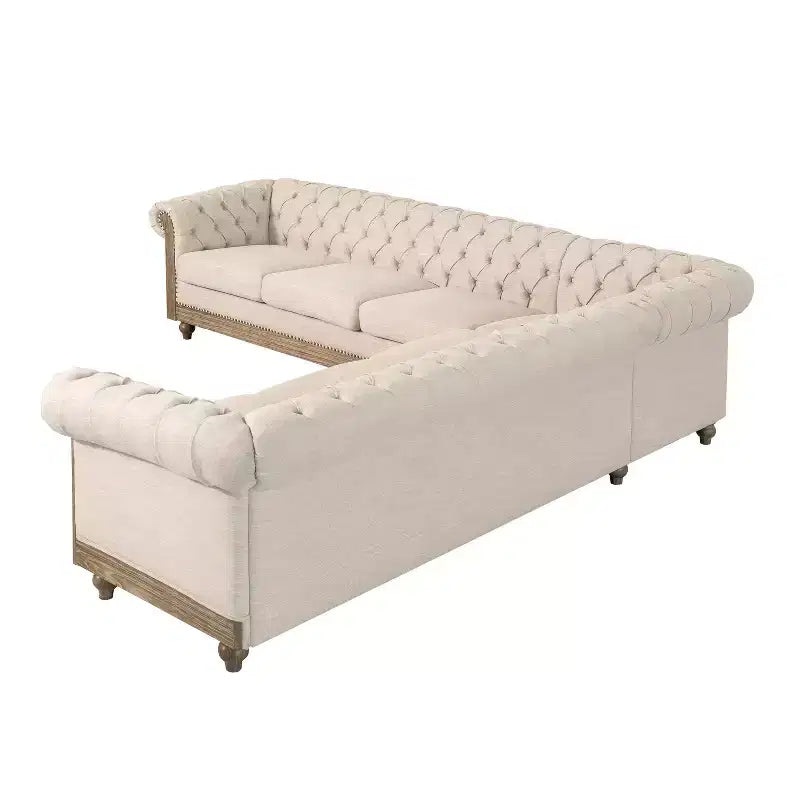 Velika retro modularna sofa Mirod s drvenim nogama, udoban modularni dizajn za dnevni boravak, salon i obiteljske prostore