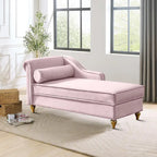 Chaise longue elegante francese rivestita in velluto con contenitore e cuscino