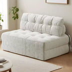 Zusammenklappbares Cord-Schlafsofa als Futon in Full-Größe, umwandelbarer Bodenschlafsessel mit Kissen und Rückenstütze