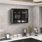 Okak Modern 2-door Wall Cabinet with Featuring 3-tier Storage Glass Doors for Entryway/Dining Room/Living Room/Kitchen