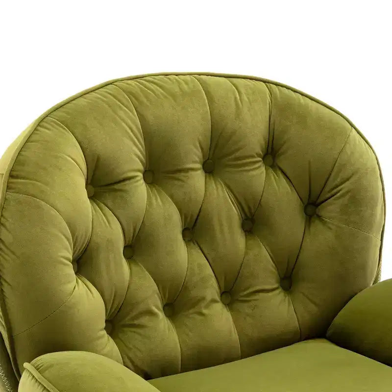 Okak fluwelen fauteuil met voetenbankje, moderne armloze woonkamerstoel in mid-centurystijl, zachte comfortabele stoel om tv te kijken en te gamen