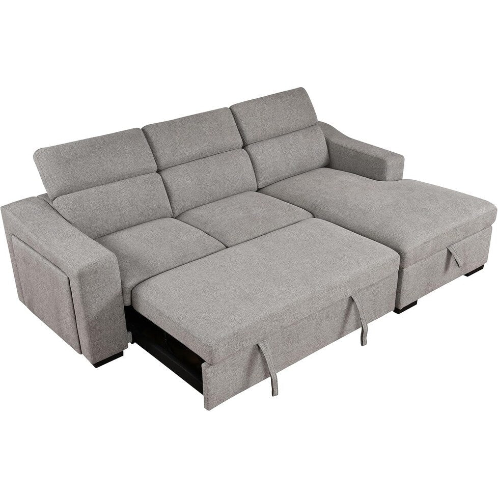 Roomfitters 103 umwandelbares Ecksofa mit Aufbewahrungsottomane, verstellbaren Kopfstützen und Schlafsofa in L-Form