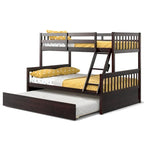 Gymax Etagenbett Twin über Full mit ausziehbarem Twin-Bett, umwandelbare Plattform