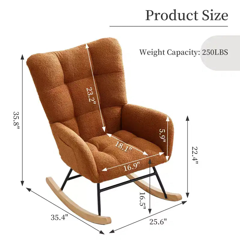 Schommelstoel voor de babykamer, zweefschommelstoel voor borstvoeding, comfortabele accentstoel voor de slaapkamer, zachte teddyfauteuil voor binnen
