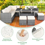 Costway 7-delige eethoek voor de patio van rotan, modulaire bank, fauteuil en voetenbank - Bekijk de details