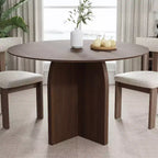 Tavolo da pranzo rotondo PexFix 45 x45 in legno massello con finitura noce e gambe ad arco eleganti per sale da pranzo e cucine moderne