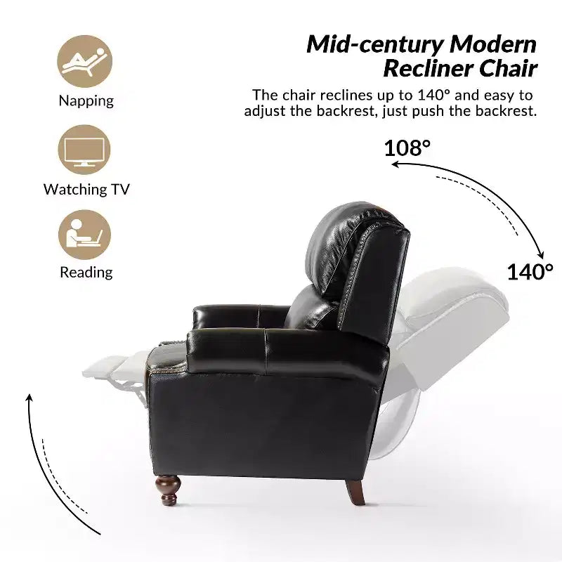 Set van 2 moderne Elisabete-fauteuils met hoge rugleuning van echt leer en vintage spijkerkopafwerking voor woonkamer en slaapkamer| ART OF LIVING DESIGNS