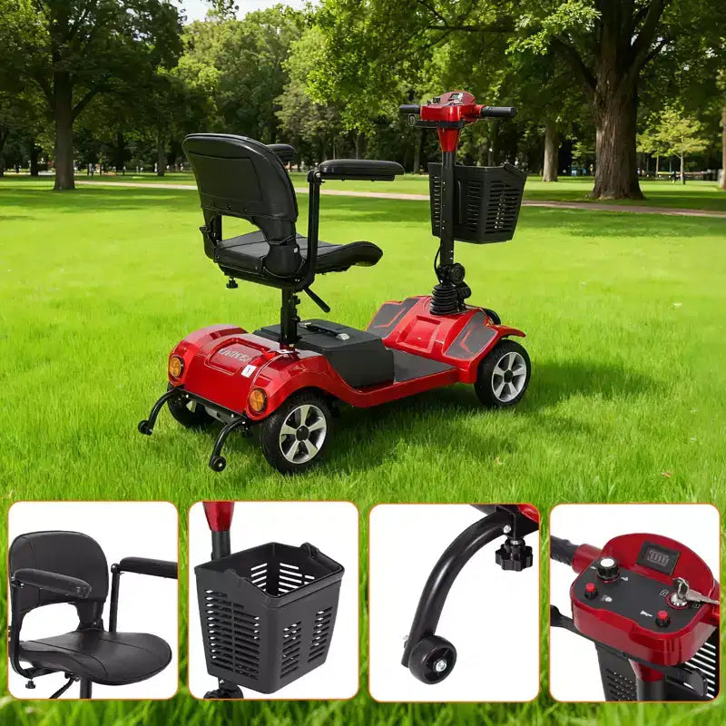 Scooter elettrico pieghevole a 4 ruote per adulti, portata di 330 LBS, per uso all'aperto