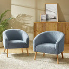 Sheila moderner 30 W Bouclé-Sessel mit Beinen aus Massivholz, 2er-Set von HULALA HOME