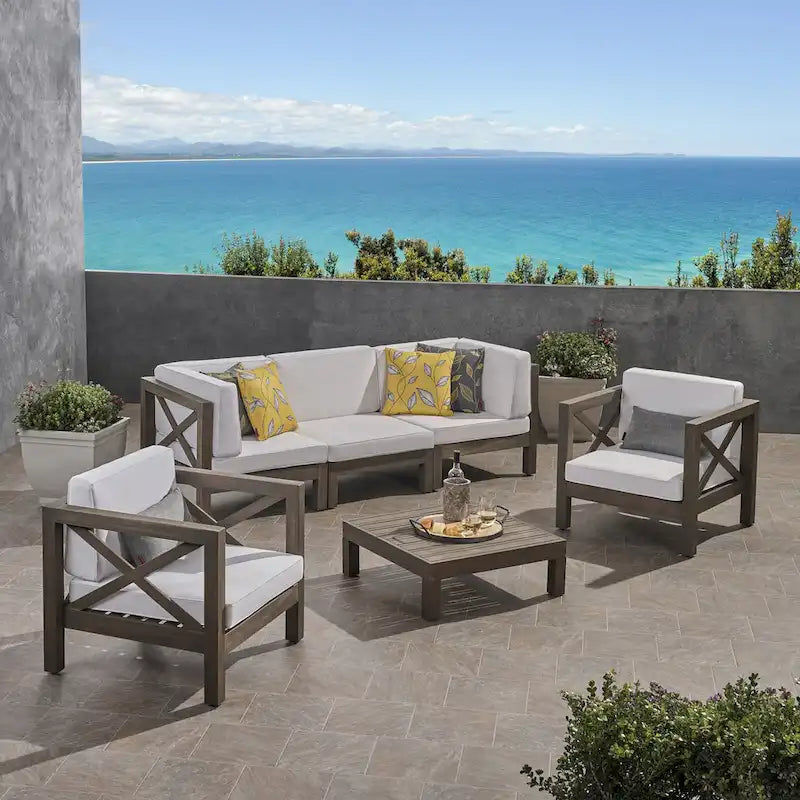 Brava Outdoor Acacia Wood 6-piece Chat Set by Christopher Knight Home
