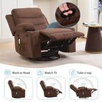 Poltrona reclinabile a dondolo girevole a 360° oversize con massaggio e calore - sedia lounge ergonomica con portabicchieri e tasche laterali per soggiorno e cameretta