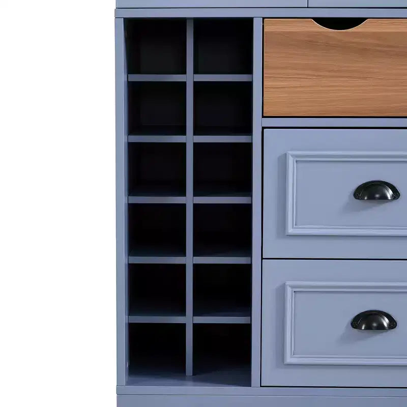 Dispensa da cucina indipendente Whisen alta 71", grande armadietto per riporre stoviglie con 4 ante pieghevoli, ripiani, portabottiglie