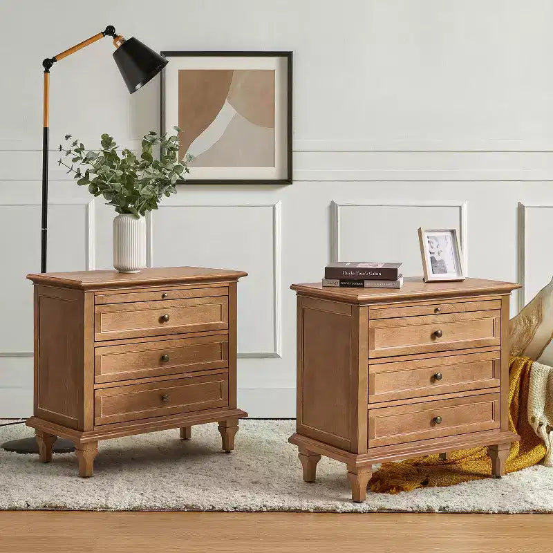 Comodino Giorgio con 3 cassetti e prese integrate, set da 2|HULALA HOME