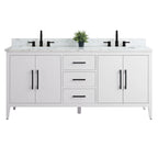 Vanity Art 72 Double Sink Bathroom Vanity Cabinet with Engineered Marble Top