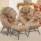 Sedia a uovo da interno FINCATI, sedia a uovo da esterno da 440 libbre, sedia a uovo oversize con pouf, sedia a uovo di lusso e confortevole con poggiapiedi