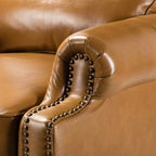 Set van 2 moderne Elisabete-fauteuils met hoge rugleuning van echt leer en vintage spijkerkopafwerking voor woonkamer en slaapkamer| ART OF LIVING DESIGNS