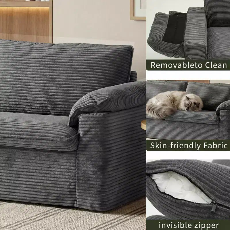 Sufan loveseat Dyonery 86 Cloud, sedil fond u mħaded wesgħin għall-dirgħajn, qafas b'saħħtu, disinn ergonomiku li jieħu n-nifs