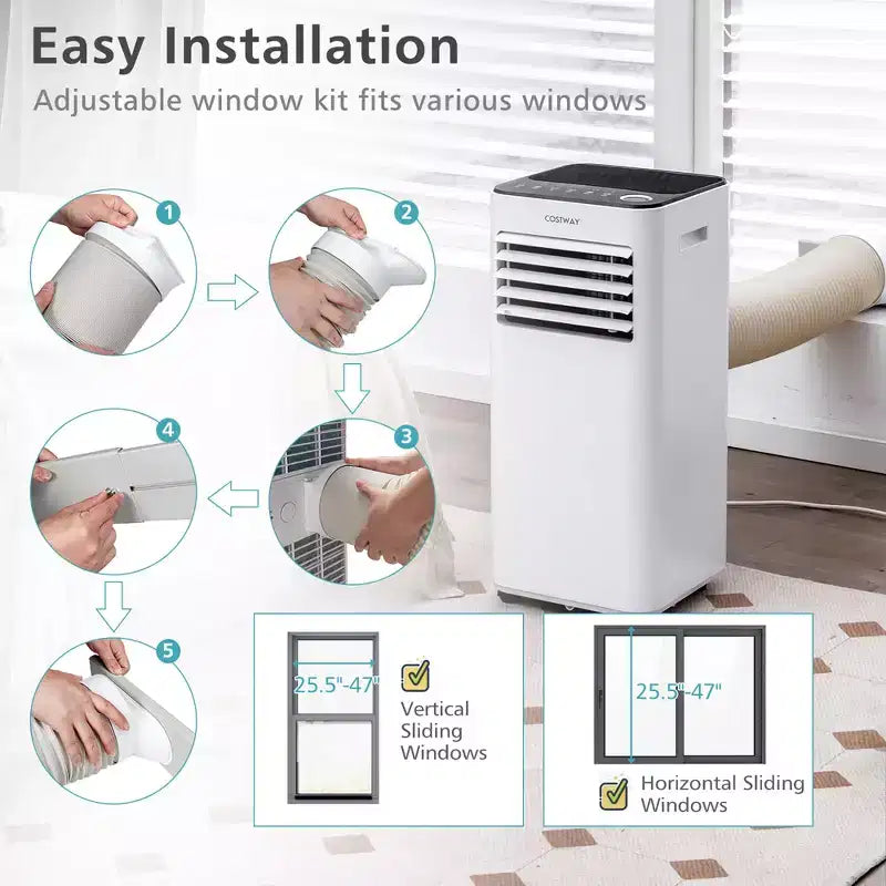 Costway draagbare airconditioner van 8000 BTU, 3-in-1-luchtkoeler met ventilator, ontvochtigings- en slaapmodus