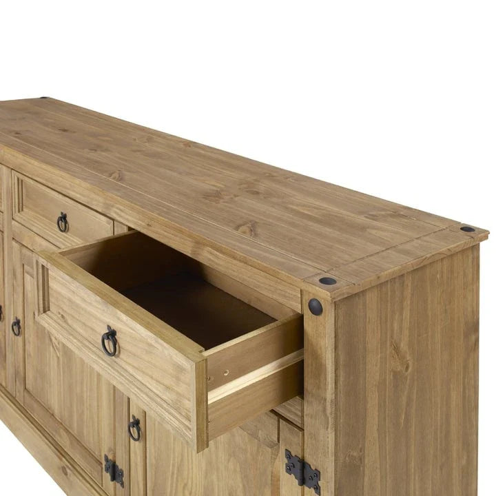 Credenza laterale rustica in legno a 6 ante - Collezione Corona