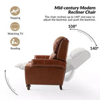 Set van 2 moderne Elisabete-fauteuils met hoge rugleuning van echt leer en vintage spijkerkopafwerking voor woonkamer en slaapkamer| ART OF LIVING DESIGNS